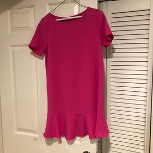 NYMPHE Hot Pink Ruffle Shift Dress Size S